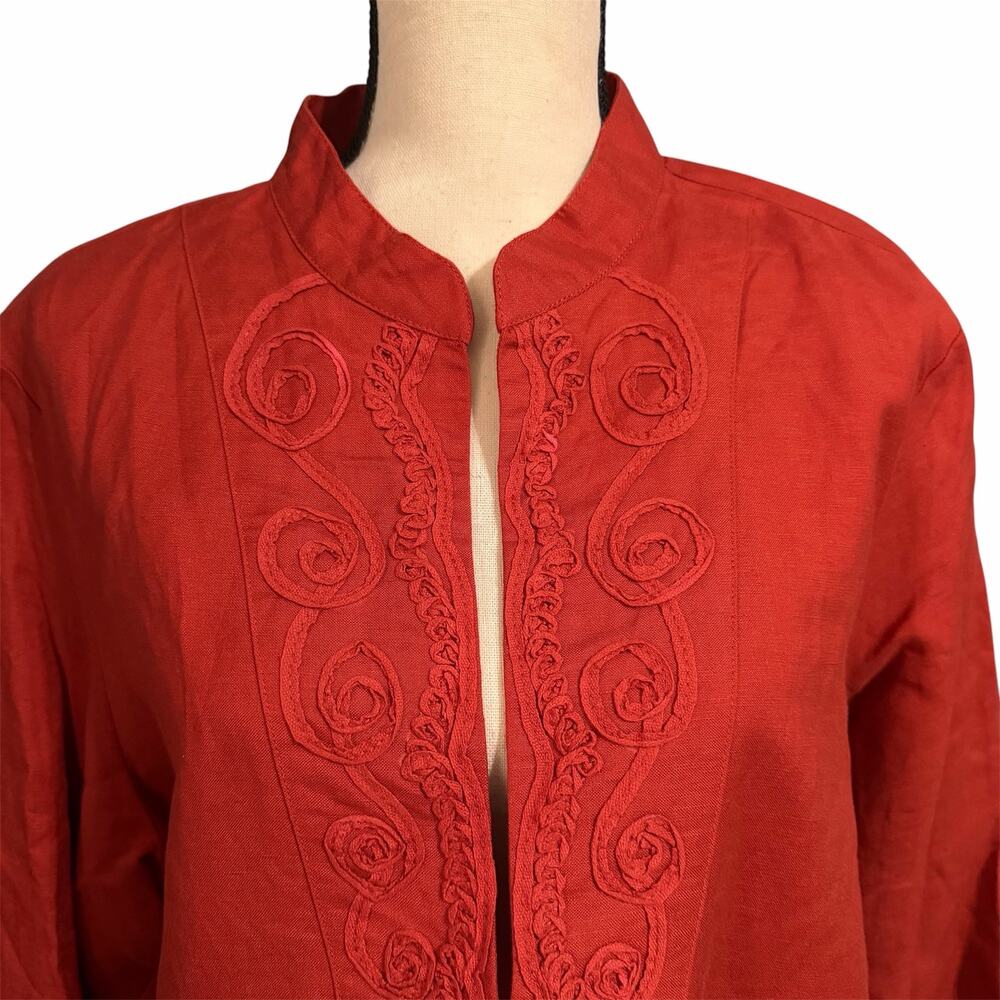 Ashley Stewart Wmns Red Linen Blend Tunic Top Sz 18W Plus Size Sophistication